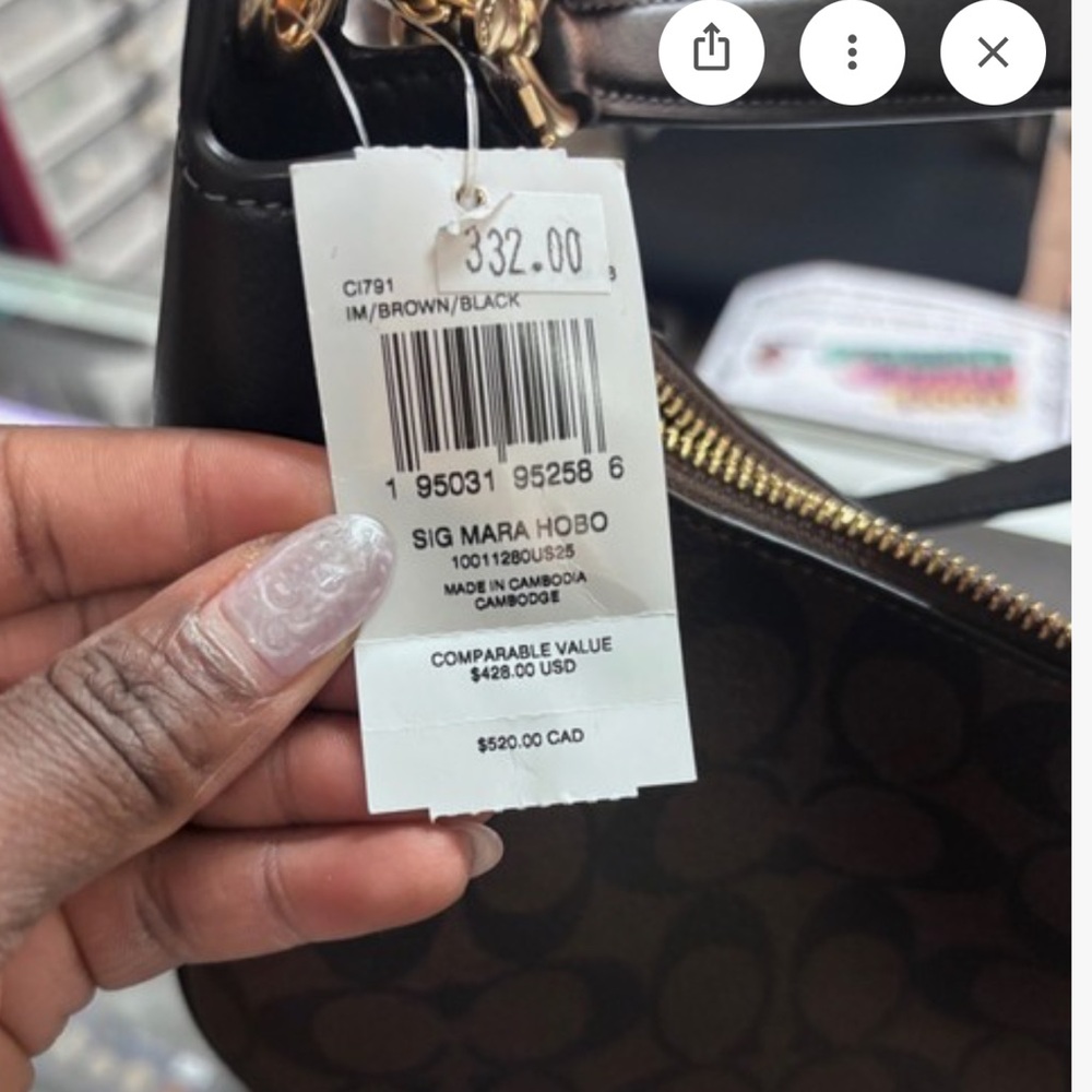 Coach Mara Hobo Black and Brown Signature Bag New! - Picture 4 of 4